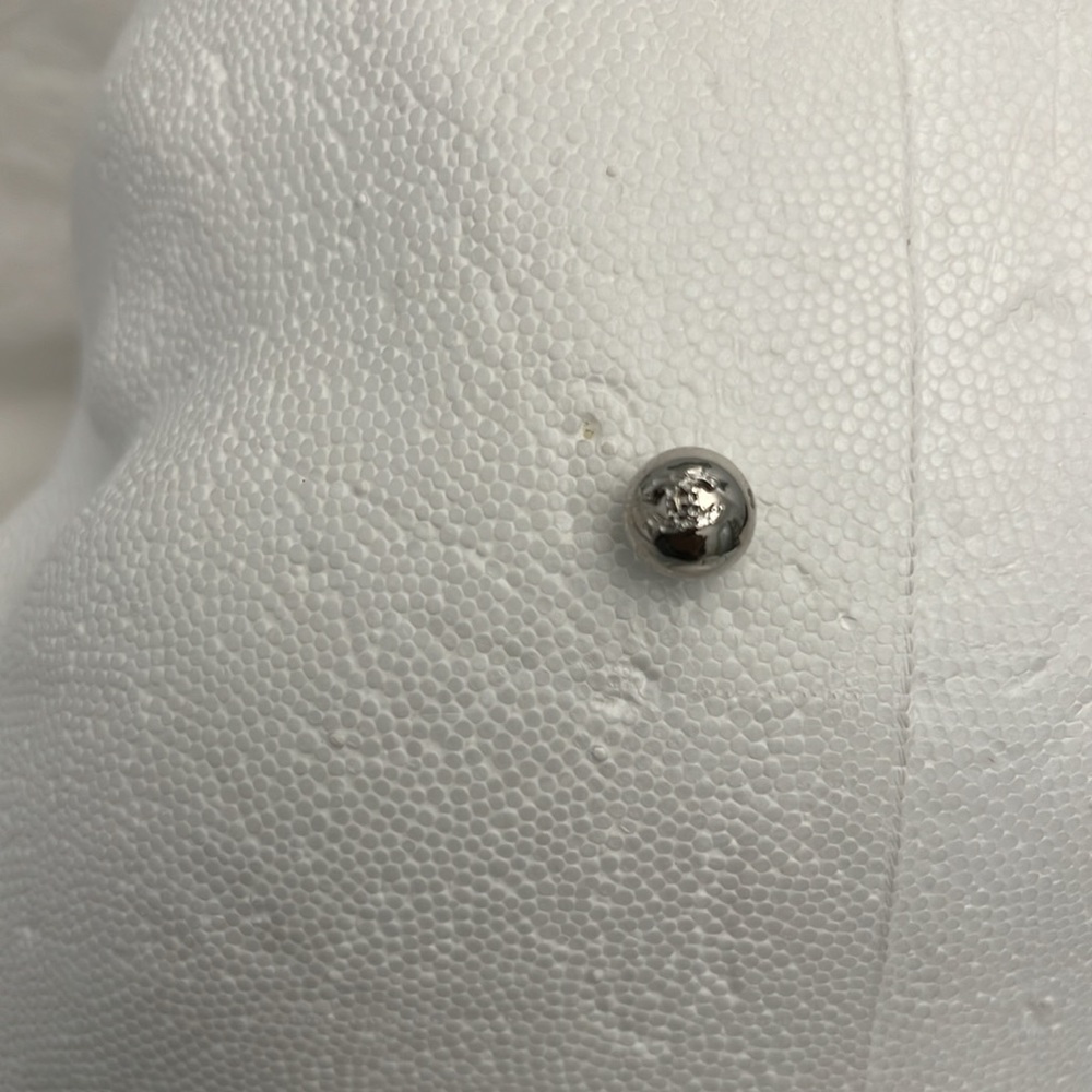 Authentic Chanel silver ball earrings with Chanel logo. - Picture 8 of 11